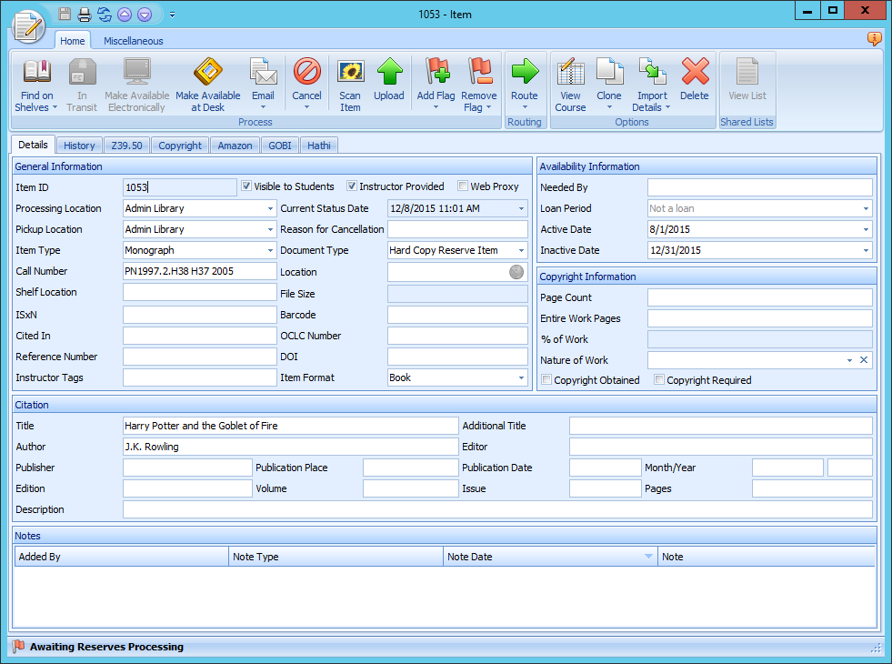 The Item Form
